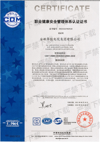 职业健康管理体系认证证书