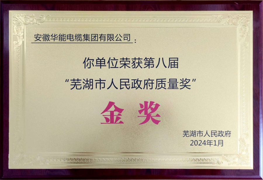 “芜湖市人民政府质量奖”金奖