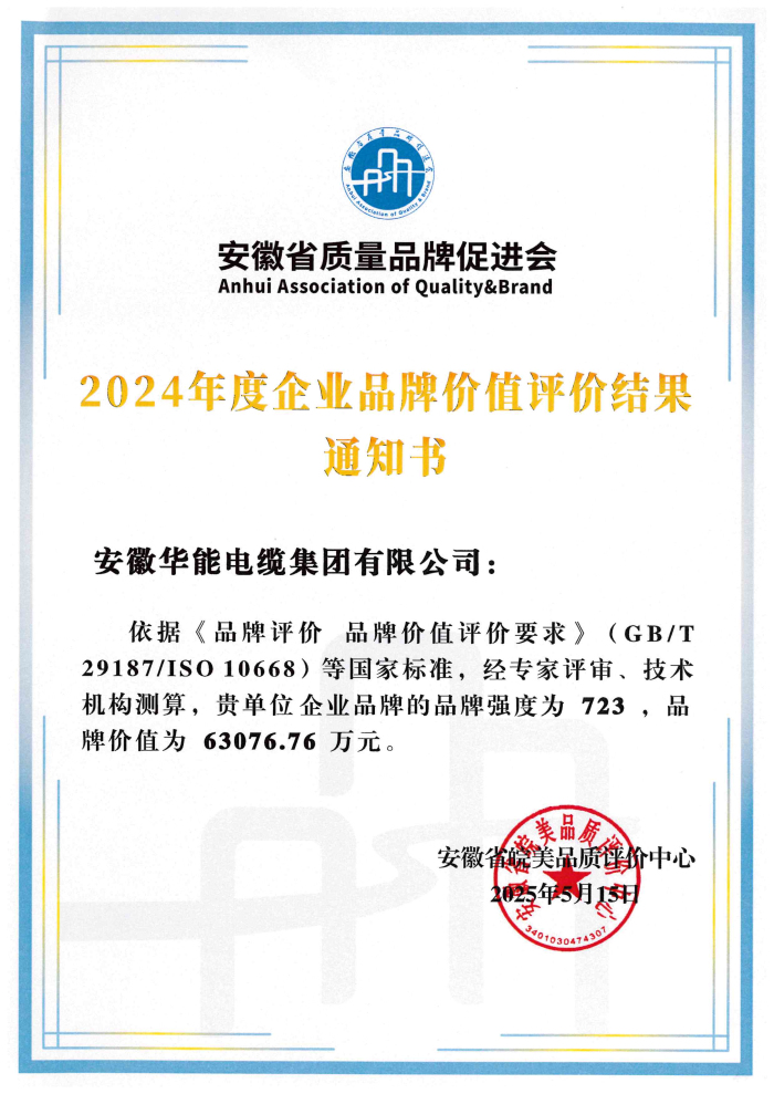 2024年度企业品牌价值评价结果通知书